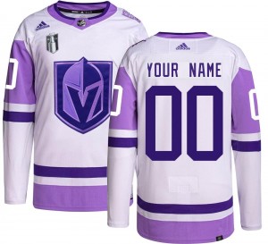 Adidas Custom Vegas Golden Knights Youth Authentic Custom Hockey Fights Cancer 2023 Stanley Cup Final Jersey - Gold