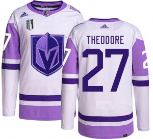 Adidas Shea Theodore Vegas Golden Knights Youth Authentic Hockey Fights Cancer 2023 Stanley Cup Final Jersey - Gold