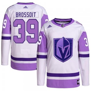 Adidas Laurent Brossoit Vegas Golden Knights Youth Authentic Hockey Fights Cancer Primegreen Jersey - White/Purple