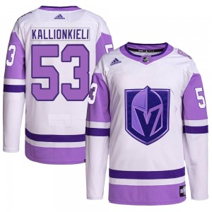 Adidas Marcus Kallionkieli Vegas Golden Knights Youth Authentic Hockey Fights Cancer Primegreen Jersey - White/Purple