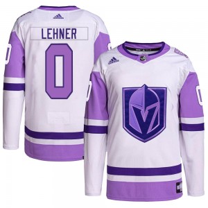 Adidas Robin Lehner Vegas Golden Knights Youth Authentic Hockey Fights Cancer Primegreen Jersey - White/Purple
