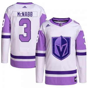 Adidas Brayden McNabb Vegas Golden Knights Youth Authentic Hockey Fights Cancer Primegreen Jersey - White/Purple