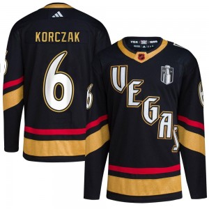Adidas Kaedan Korczak Vegas Golden Knights Men's Authentic Black Reverse Retro 2.0 2023 Stanley Cup Final Jersey - Gold