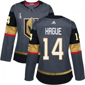 Adidas Nicolas Hague Vegas Golden Knights Women's Authentic Gray Home 2023 Stanley Cup Final Jersey - Gold