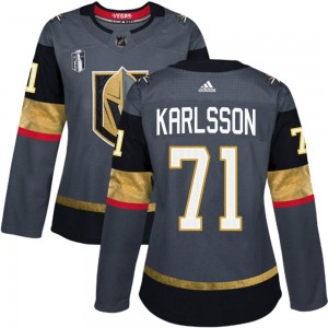 Adidas William Karlsson Vegas Golden Knights Women's Authentic Gray Home 2023 Stanley Cup Final Jersey - Gold