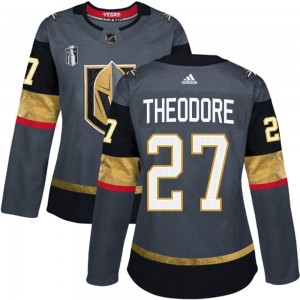 Adidas Shea Theodore Vegas Golden Knights Women's Authentic Gray Home 2023 Stanley Cup Final Jersey - Gold