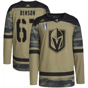 Adidas Tyler Benson Vegas Golden Knights Youth Authentic Camo Military Appreciation Practice 2023 Stanley Cup Final Jersey - Gol