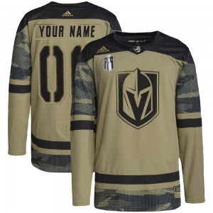 Adidas Custom Vegas Golden Knights Youth Authentic Custom Camo Military Appreciation Practice 2023 Stanley Cup Final Jersey - Go