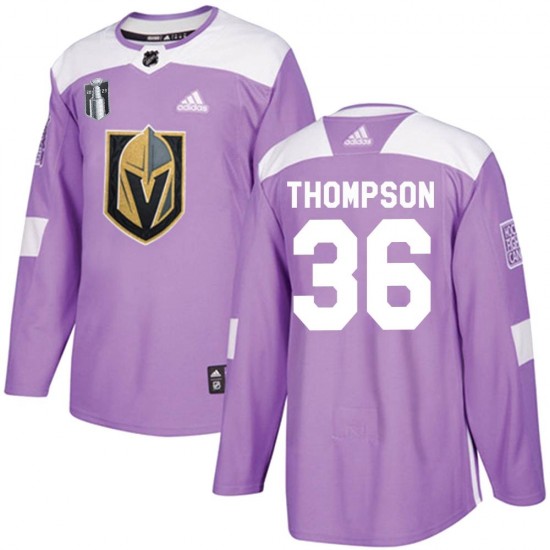 Adidas Logan Thompson Vegas Golden Knights Men's Authentic Fights Cancer Practice 2023 Stanley Cup Final Jersey - Purple