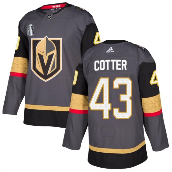 Adidas Paul Cotter Vegas Golden Knights Men's Authentic Gray Home 2023 Stanley Cup Final Jersey - Gold