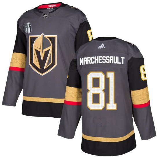 Adidas Jonathan Marchessault Vegas Golden Knights Men's Authentic Gray Home 2023 Stanley Cup Final Jersey - Gold