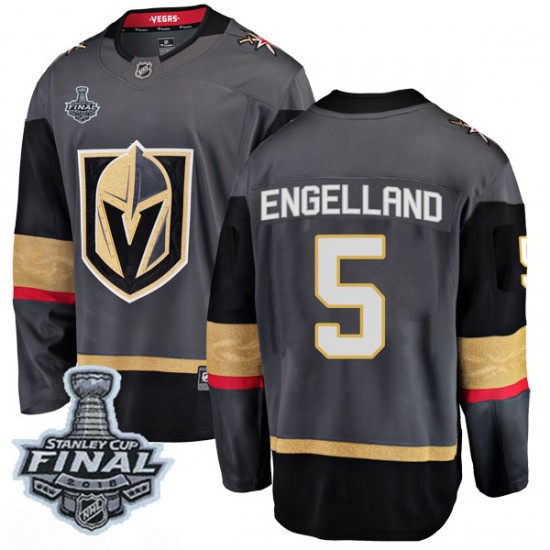 Fanatics Branded Deryk Engelland Vegas Golden Knights Men's Breakaway Black Home 2018 Stanley Cup Final Patch Jersey - Gold
