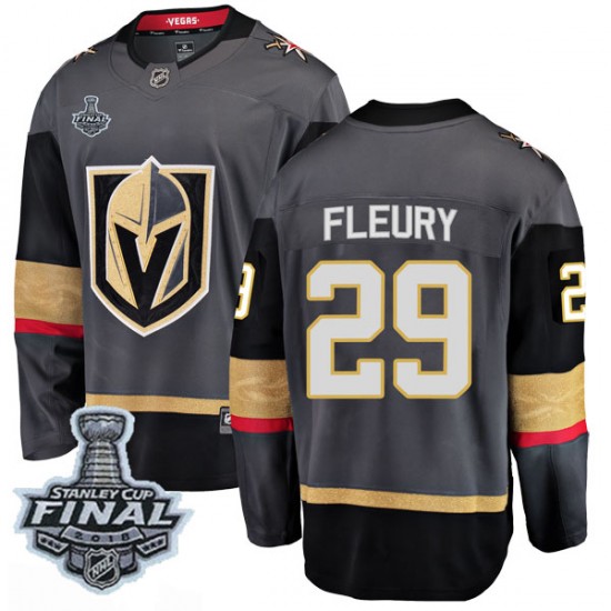 Fanatics Branded Marc-Andre Fleury Vegas Golden Knights Men's Breakaway Black Home 2018 Stanley Cup Final Patch Jersey - Gold