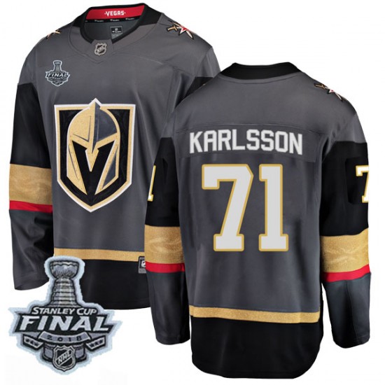 Fanatics Branded William Karlsson Vegas Golden Knights Men's Breakaway Black Home 2018 Stanley Cup Final Patch Jersey - Gold
