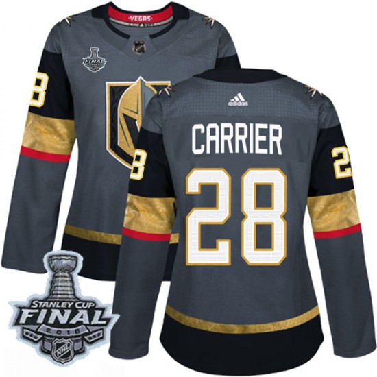 Adidas William Carrier Vegas Golden Knights Women's Authentic Gray Home 2018 Stanley Cup Final Patch Jersey - Gold