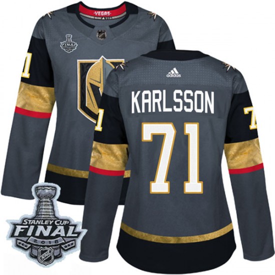 Adidas William Karlsson Vegas Golden Knights Women's Authentic Gray Home 2018 Stanley Cup Final Patch Jersey - Gold