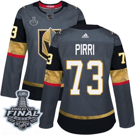 Adidas Brandon Pirri Vegas Golden Knights Women's Authentic Gray Home 2018 Stanley Cup Final Patch Jersey - Gold