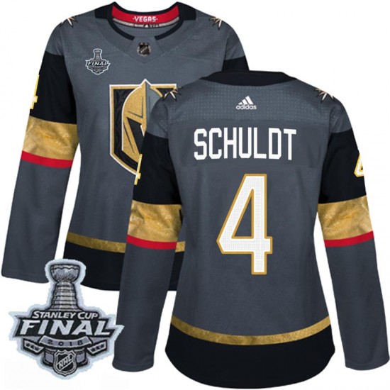 Adidas Jimmy Schuldt Vegas Golden Knights Women's Authentic Gray Home 2018 Stanley Cup Final Patch Jersey - Gold