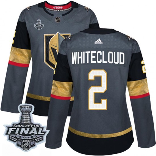 Adidas Zach Whitecloud Vegas Golden Knights Women's Authentic Gray Home 2018 Stanley Cup Final Patch Jersey - Gold
