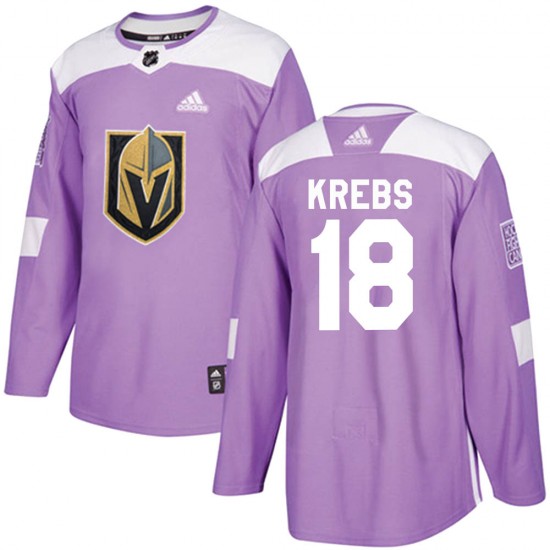 Adidas Peyton Krebs Vegas Golden Knights Men's Authentic Fights Cancer Practice Jersey - Purple