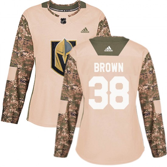 Adidas Patrick Brown Vegas Golden Knights Women's Authentic Camo Veterans Day Practice Jersey - Gold