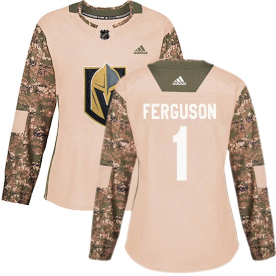 Adidas Dylan Ferguson Vegas Golden Knights Women's Authentic Camo Veterans Day Practice Jersey - Gold