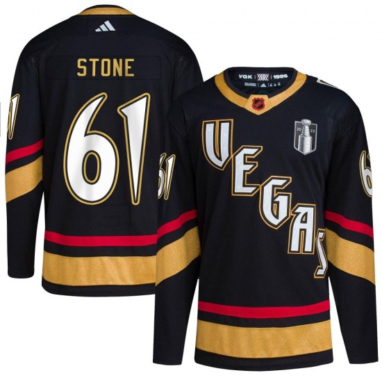 Adidas Mark Stone Vegas Golden Knights Youth Authentic Black Reverse Retro 2.0 2023 Stanley Cup Final Jersey - Gold