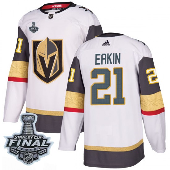 Adidas Cody Eakin Vegas Golden Knights Men's Authentic White Away 2018 Stanley Cup Final Patch Jersey - Gold