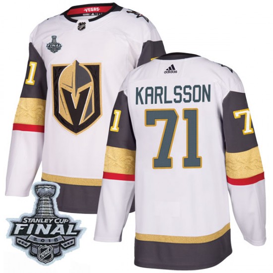 Adidas William Karlsson Vegas Golden Knights Men's Authentic White Away 2018 Stanley Cup Final Patch Jersey - Gold