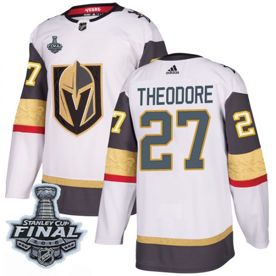 Adidas Shea Theodore Vegas Golden Knights Men's Authentic White Away 2018 Stanley Cup Final Patch Jersey - Gold