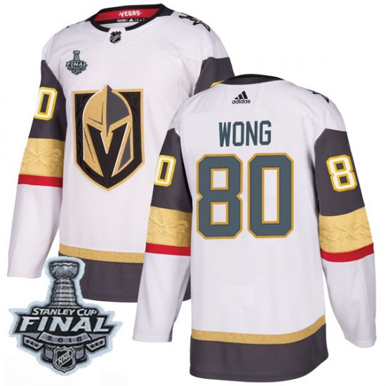 Adidas Tyler Wong Vegas Golden Knights Men's Authentic White Away 2018 Stanley Cup Final Patch Jersey - Gold