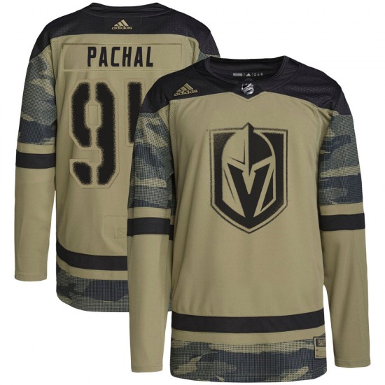 Adidas Brayden Pachal Vegas Golden Knights Youth Authentic Camo Military Appreciation Practice Jersey - Gold