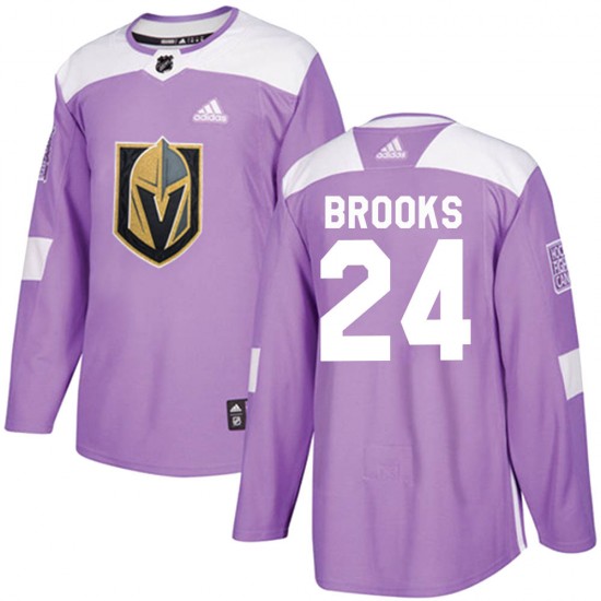 Adidas Adam Brooks Vegas Golden Knights Youth Authentic Fights Cancer Practice Jersey - Purple