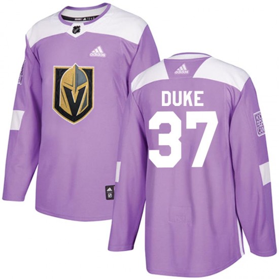 Adidas Reid Duke Vegas Golden Knights Youth Authentic Fights Cancer Practice Jersey - Purple