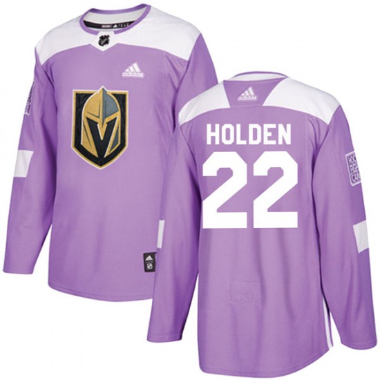 Adidas Nick Holden Vegas Golden Knights Youth Authentic Fights Cancer Practice Jersey - Purple