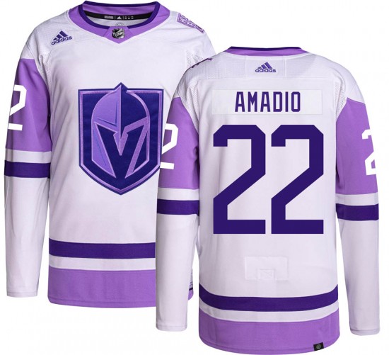 Adidas Michael Amadio Vegas Golden Knights Youth Authentic Hockey Fights Cancer Jersey - Gold