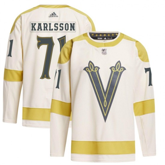 Adidas William Karlsson Vegas Golden Knights Youth Authentic Cream 2024 Winter Classic Primegreen Jersey - Gold