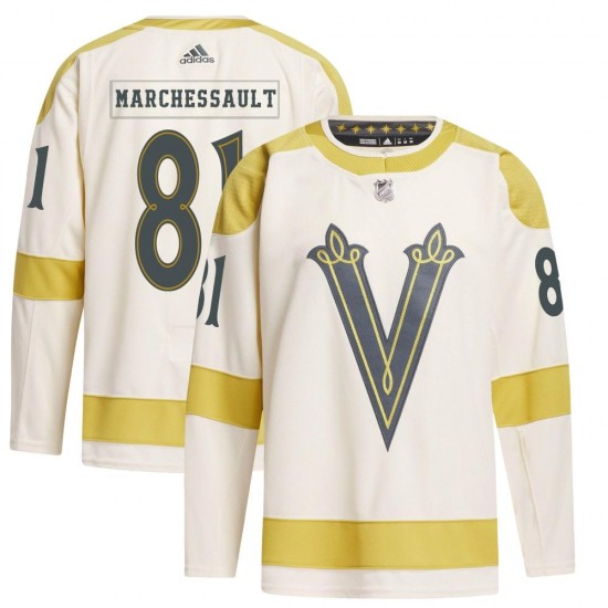 Adidas Jonathan Marchessault Vegas Golden Knights Youth Authentic Cream 2024 Winter Classic Primegreen Jersey - Gold