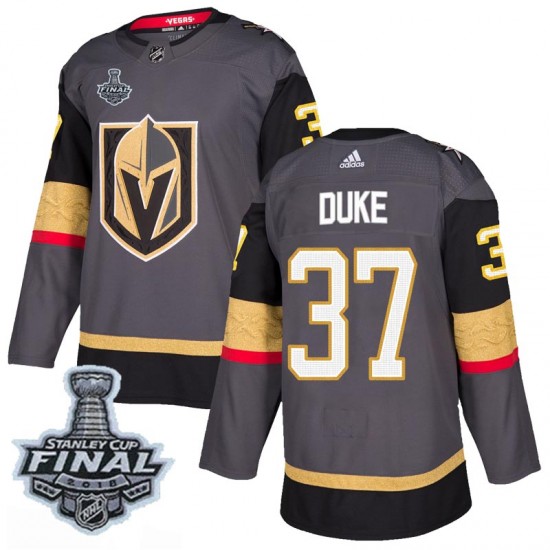 Adidas Reid Duke Vegas Golden Knights Men's Authentic Gray Home 2018 Stanley Cup Final Patch Jersey - Gold