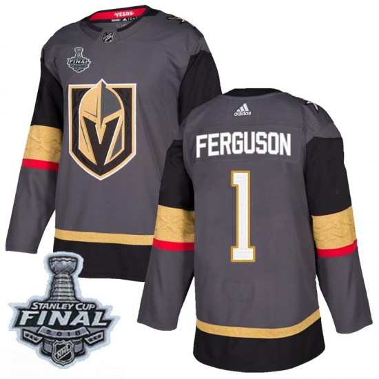 Adidas Dylan Ferguson Vegas Golden Knights Men's Authentic Gray Home 2018 Stanley Cup Final Patch Jersey - Gold