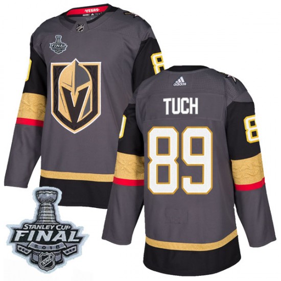 Adidas Alex Tuch Vegas Golden Knights Men's Authentic Gray Home 2018 Stanley Cup Final Patch Jersey - Gold