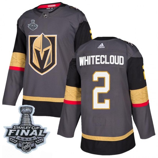 Adidas Zach Whitecloud Vegas Golden Knights Men's Authentic Gray Home 2018 Stanley Cup Final Patch Jersey - Gold