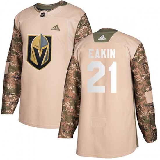 Adidas Cody Eakin Vegas Golden Knights Youth Authentic Camo Veterans Day Practice Jersey - Gold