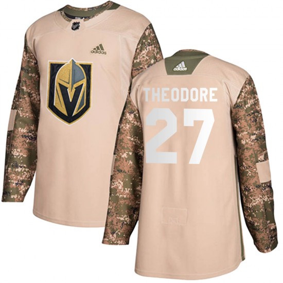 Adidas Shea Theodore Vegas Golden Knights Youth Authentic Camo Veterans Day Practice Jersey - Gold