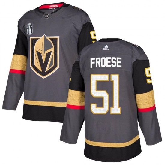 Adidas Byron Froese Vegas Golden Knights Youth Authentic Gray Home 2023 Stanley Cup Final Jersey - Gold