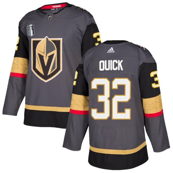 Adidas Jonathan Quick Vegas Golden Knights Youth Authentic Gray Home 2023 Stanley Cup Final Jersey - Gold