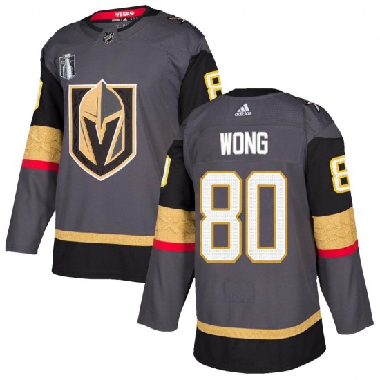 Adidas Tyler Wong Vegas Golden Knights Youth Authentic Gray Home 2023 Stanley Cup Final Jersey - Gold
