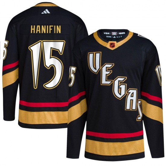 Adidas Noah Hanifin Vegas Golden Knights Youth Authentic Black Reverse Retro 2.0 Jersey - Gold