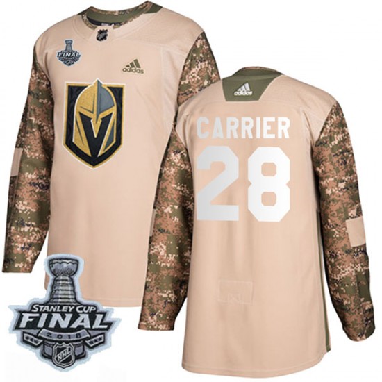 Adidas William Carrier Vegas Golden Knights Youth Authentic Camo Veterans Day Practice 2018 Stanley Cup Final Patch Jersey - Gol