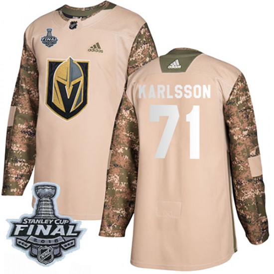 Adidas William Karlsson Vegas Golden Knights Youth Authentic Camo Veterans Day Practice 2018 Stanley Cup Final Patch Jersey - Go